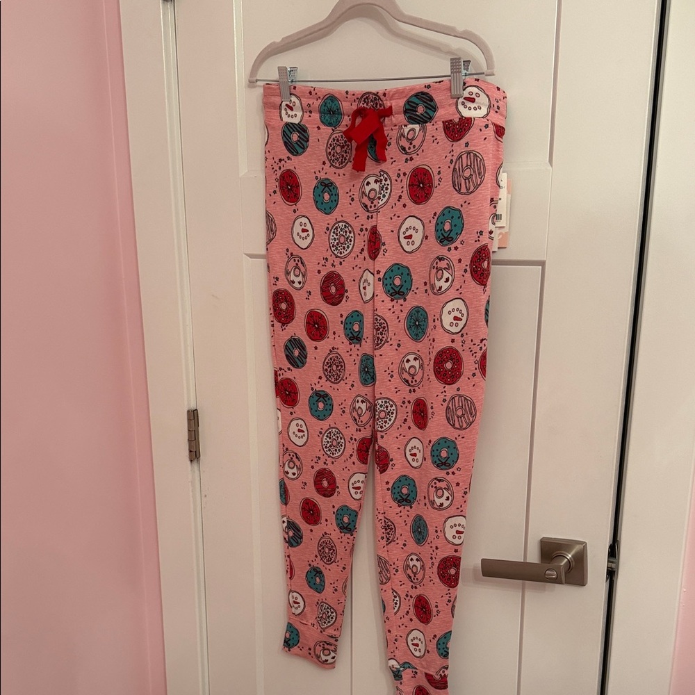 Pink Holiday Donut Print Pajama Pants